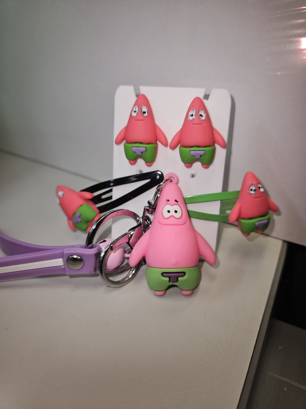 Nickelodeon Patrick Character Hair Accessories Set With Earrings, Keychain